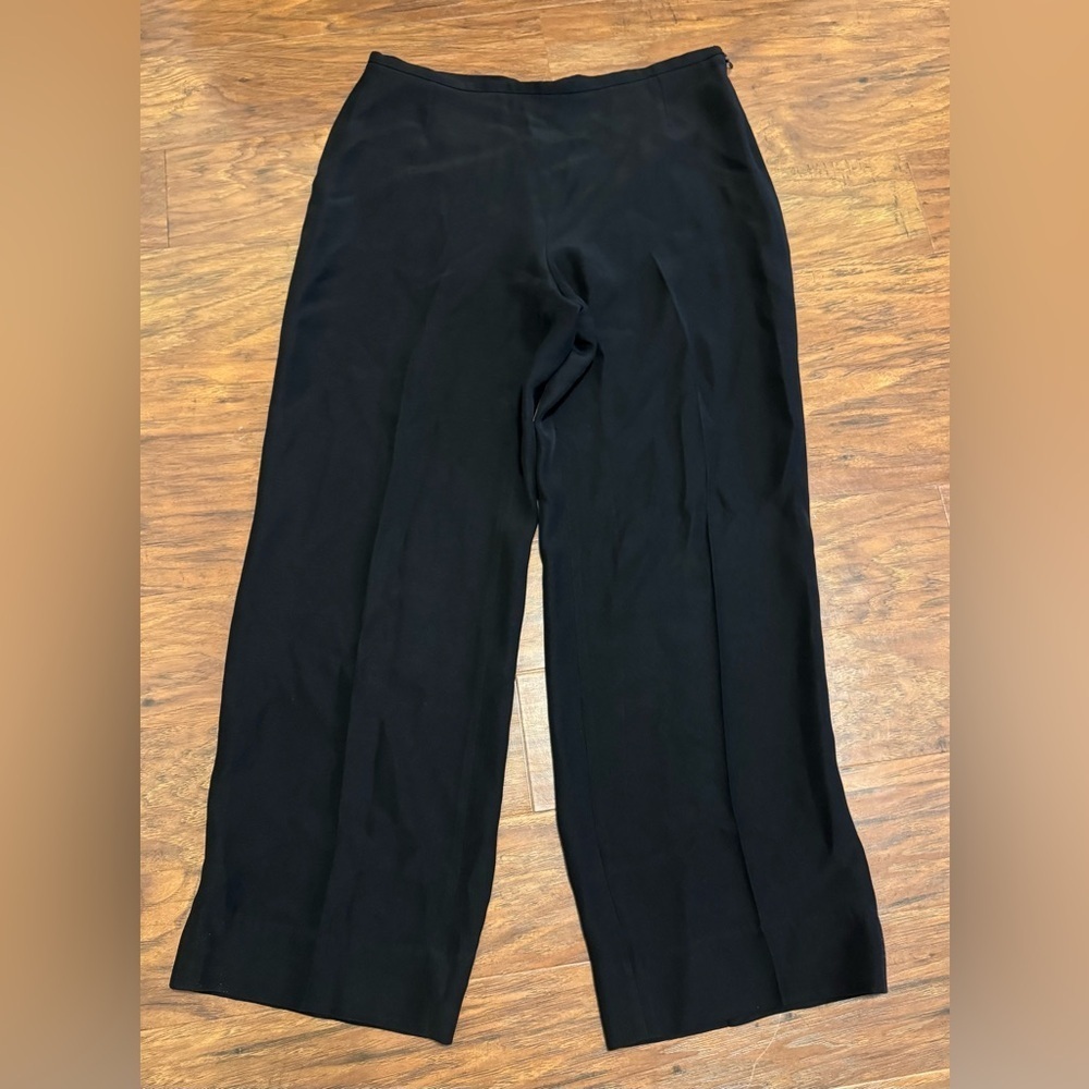 Armani Collezioni Silk Blend Wide Leg Pants Side Zip Light Weight Dressy Size 8